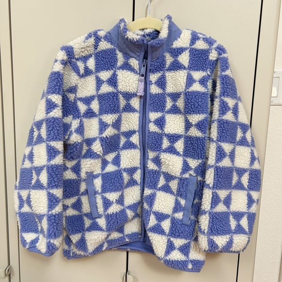 HANNA ANDERSSONN Lavender Blue Geo Quilt Fleece zip up jacket - US 5/110Cm